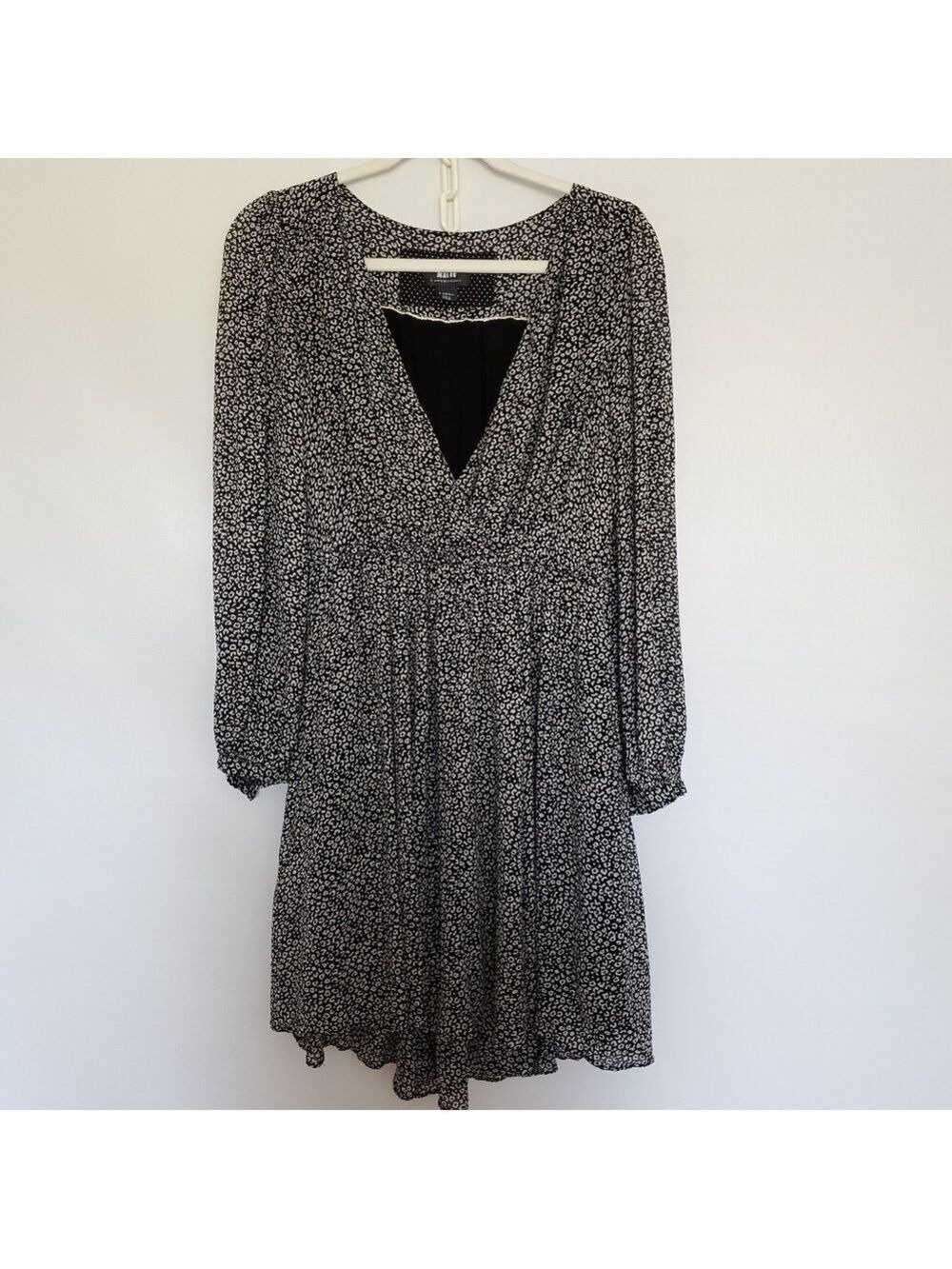 ANTHROPOLOGIE MAEVE 'CAROLYN' DRESS MINI LEOPARD PRINT BLK WHT WOMENS (XS) - Picture 2 of 15